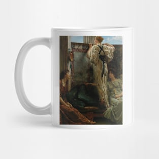 Who Is It by Lawrence Alma-Tadema Mug